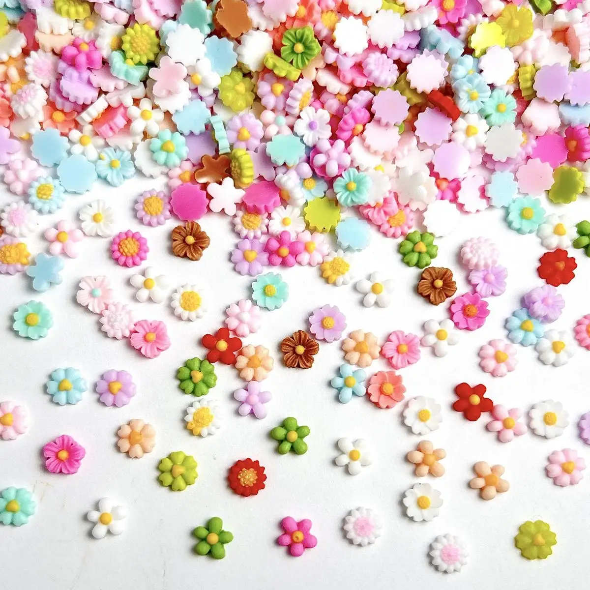 도파민 야광 꽃 시리즈 네일 참, 3D 송진 벚꽃 해바라기 네일 아트 장식, DIY 공예 액세서리, 50 개
