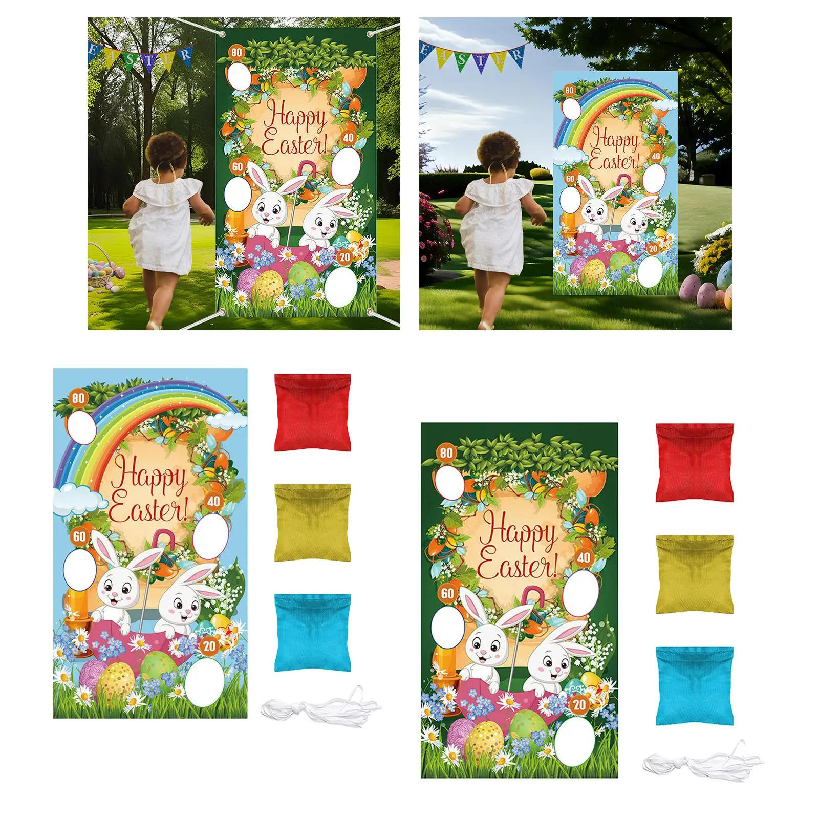 Toss Game Banner Party Supplies Photo Props Bunny Toss Games for Easter Decorations Family Gathering Easter Gifts Beach Picnics
