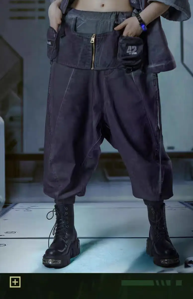 XEvil  cyberpunk Washed dyeing gradient pants wide cut waistband adjustment cotton material sci-fi dystopian