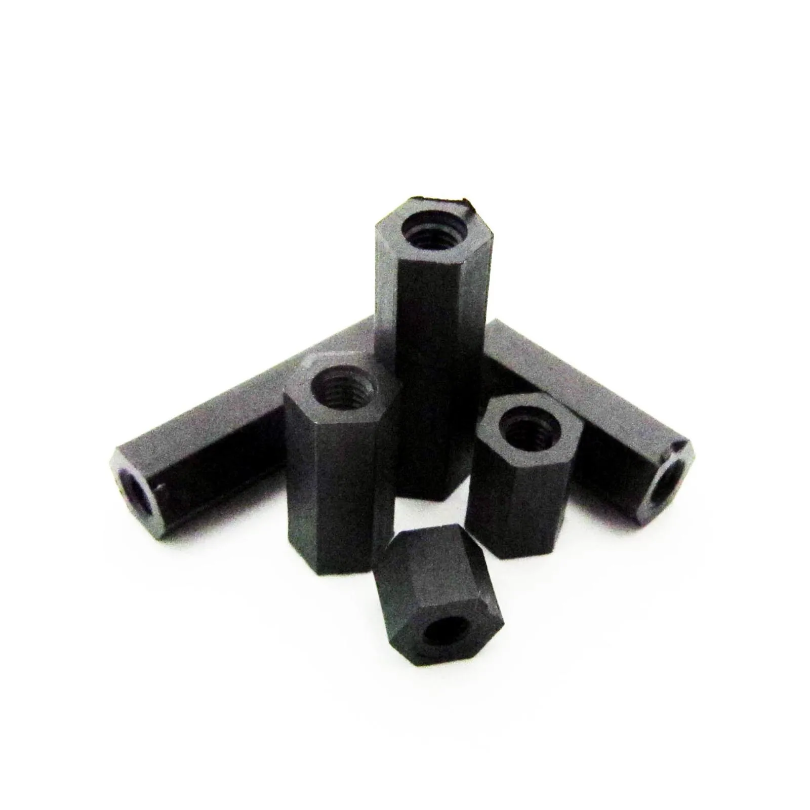 Black Plastic Nylon Standoff M3 M3x5/10/20/25/30+6mm Hex Column Support Male-Female Female Spacer Phillips Head Screw Bolt 50pcs