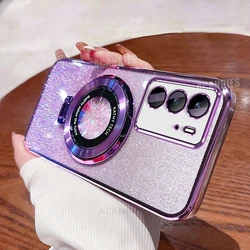 Glitter Plating Silicone Case with Holder and Stand Cover Feature for Realme C15 (SFCXZJ Purple)