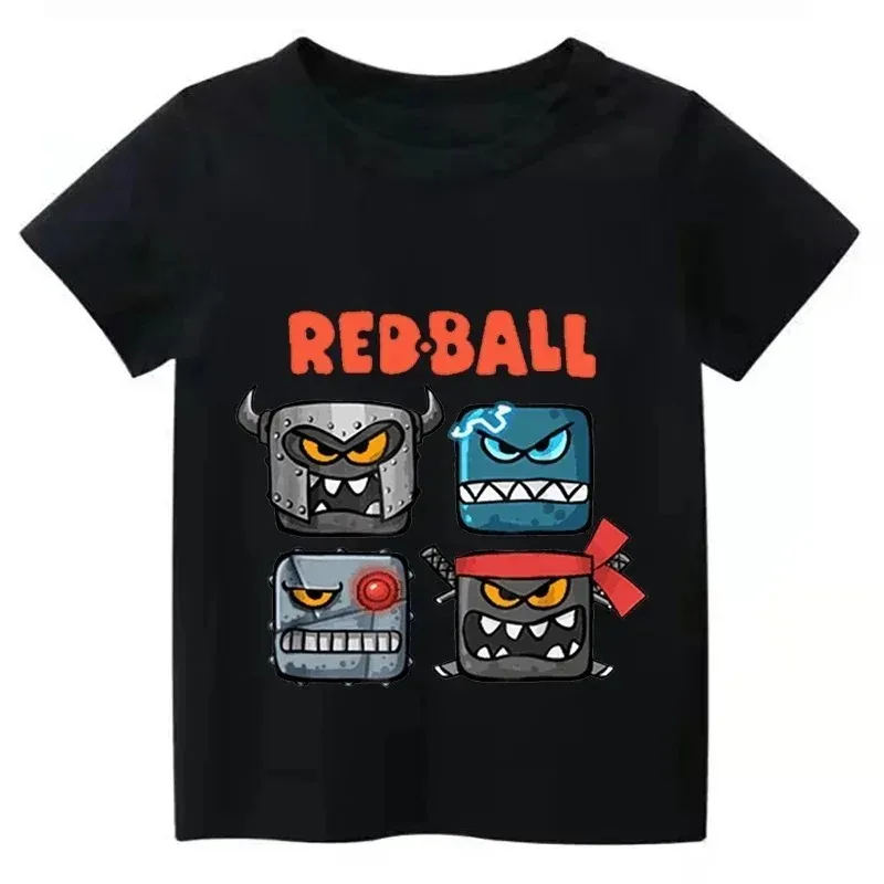 Cute Funny Boys T-Shirts Gift Game Shop Red Ball Cartoon Print kids Tshirts Fashion Casual Baby T shirt Short Sleeve tops tees 2