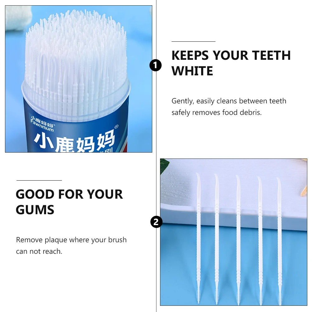 300Pcs Disposable Interdental Brush Double-head Toothpick Interdental Cleaners
