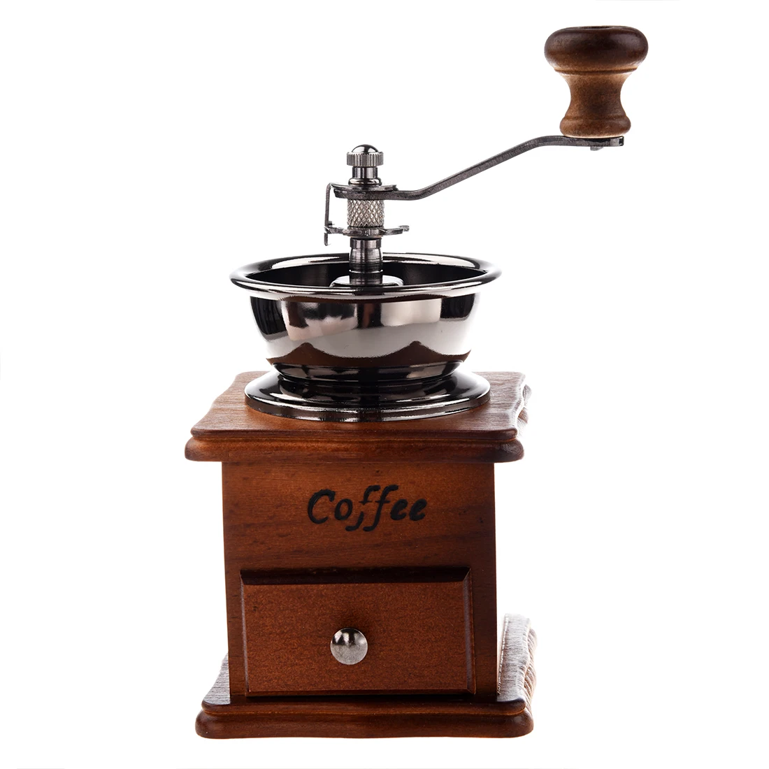 

Ручная кофемолка, деревянная/металлическая ручная мельница, мельница для специй (цвет древесины)
