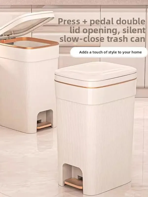 Large Capaci Pedal Operated Household Tra Can with Lid for Kitchen Bedroom Batoom Living Room DACHUN-5782 Square ape