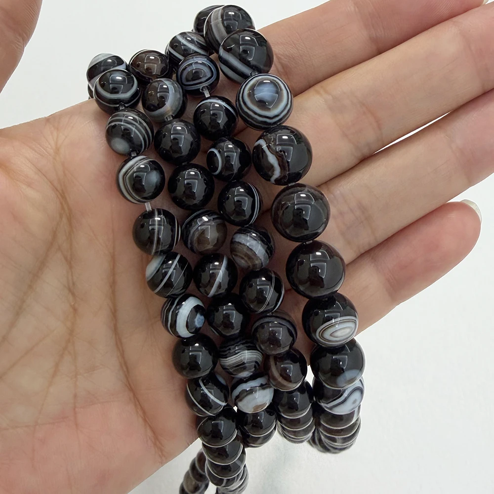 Naturstein AAAA Qualität Evil Eye Sardonyx Achat Runde lose Perlen 6 8 10 12 MM Pick Größe für Schmuckherstellung