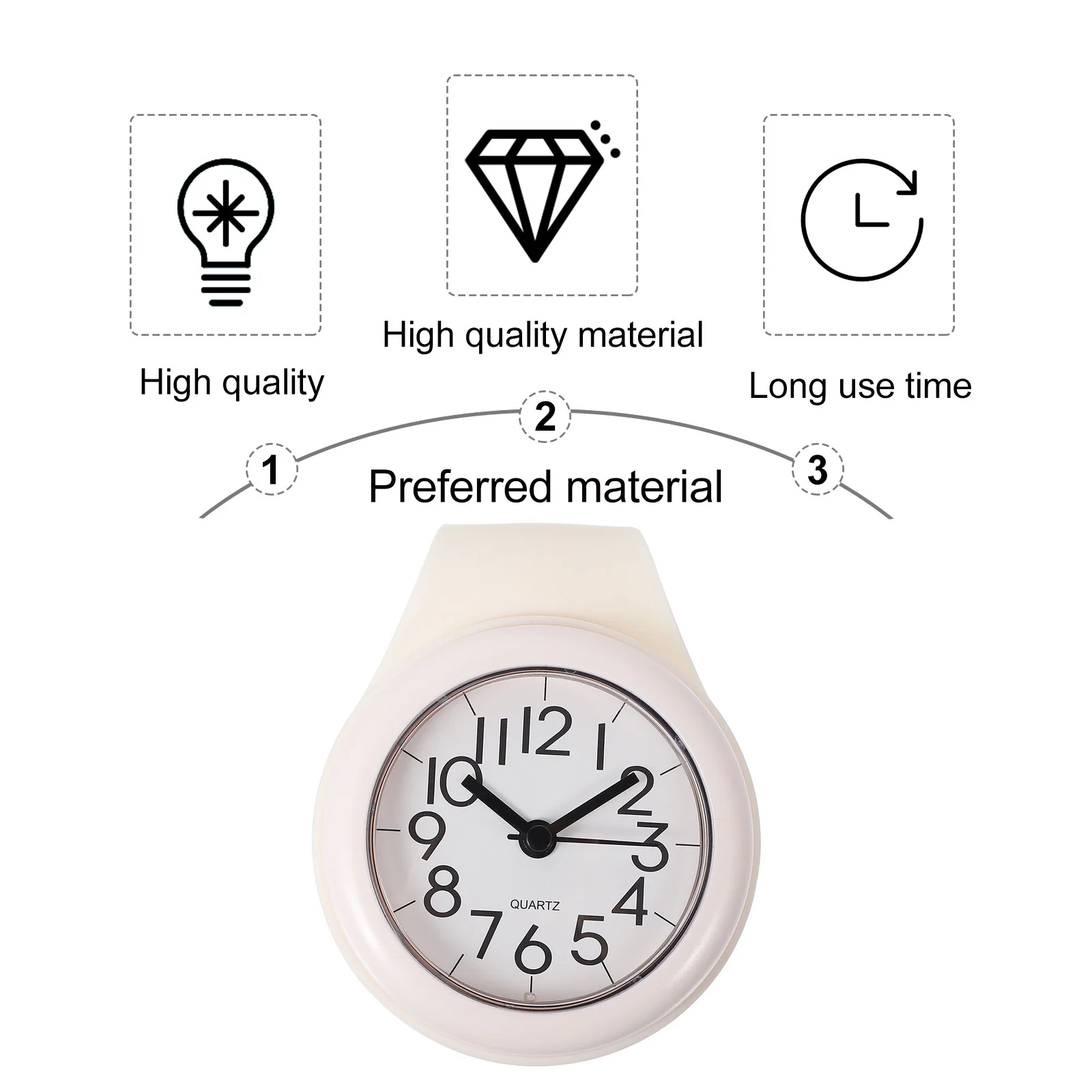 Wall Mount Clock Waterproof Shower Alarm Digital Timer Vanity Desk Smooth Modern Design Pointed Hands Sucker Handle Bathrooms Wall Clock Digital Wall Clock Digital Display Clock