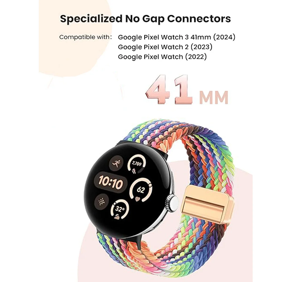 Sport Nylon Magnetic Braided Bracelet Band - 41mm Adjustable Strap