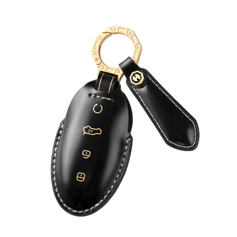 

Genuine Leather Key Cover Case Remote Car for BYD Young Win U8 Car Accessories Keychain Holder