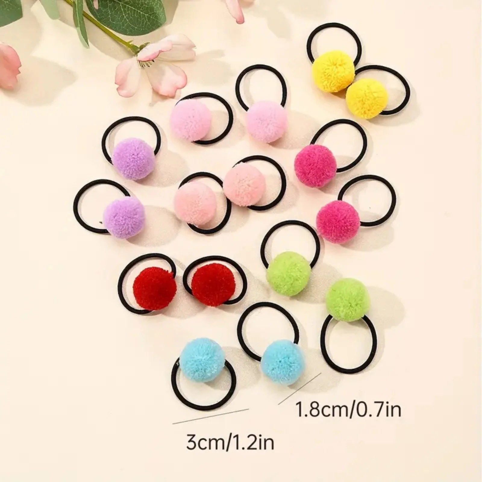10/20pcs Girls' Elastic Hair Bands with Colorful Pom - Poms, Perfect for Creating Adorable Braided Hairstyles