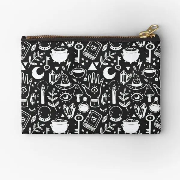 

Черные, белые чехлы на молнии Witchy Things, кошелек, хранилище, трусики, чистое маленькое нижнее белье, женские носки, мужские карманы для упаковки денег и ключей