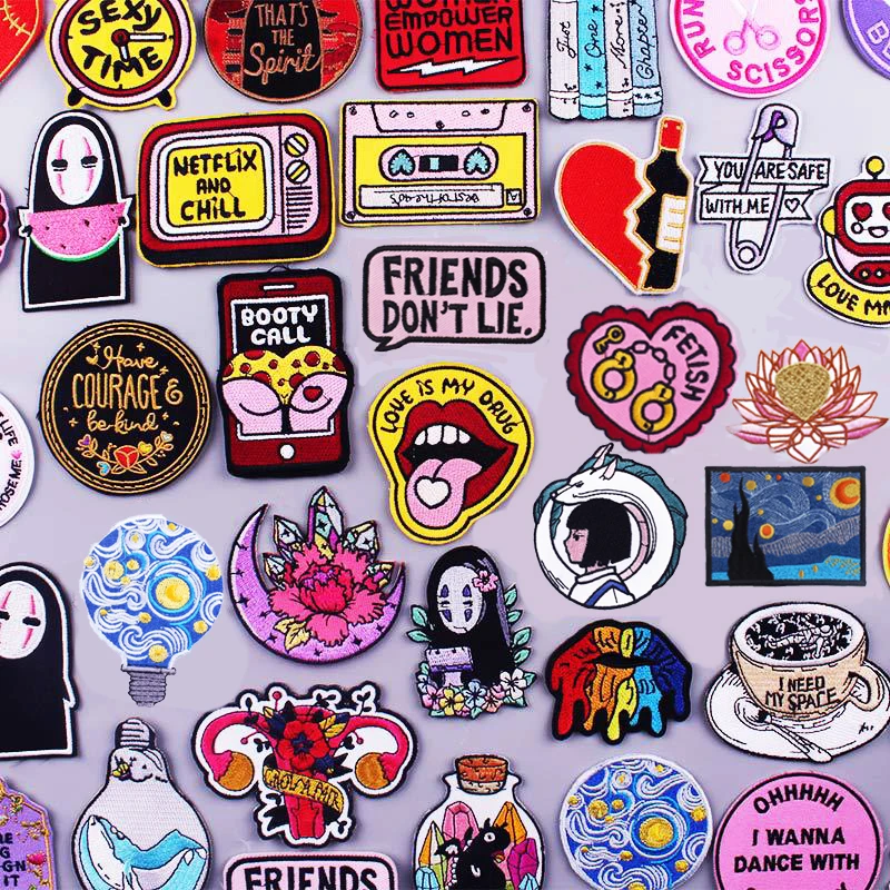 

Cartoon Patches Embroidery/Clock TV bulb Patch Iron On Patches For Clothing Thermoadhesive On Clothes Jacket Ironing Sew Sticker