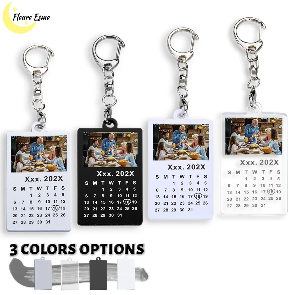 Customized Photo Date Key Chain Acrylic Transparent Key Chains Keychain Gift for Family Lover Cute Present Keychains coffee or tea yes keychains for cars embroidery chicken or beef fish key chain bijoux gifts tag porte clef aviation key chains