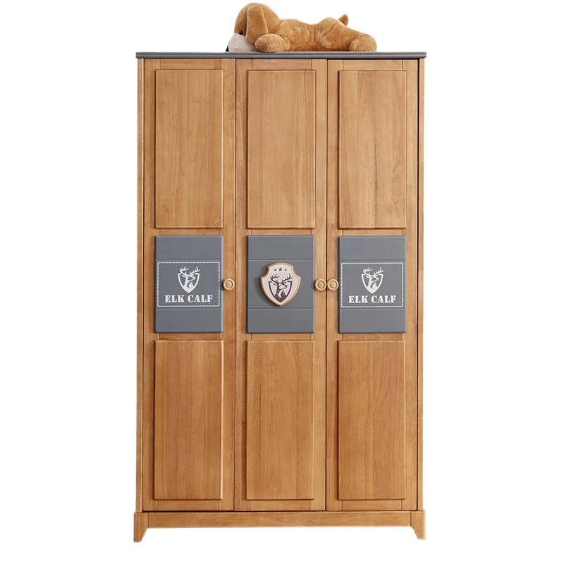 ~~Solid wood children's wardrobe two doors three doors casement cabinet cartoon boy bedroom wardrobe girl princess room storage