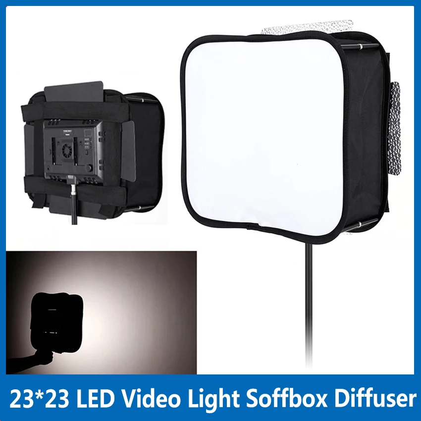 Photography Softbox Bowens Mount Softbox Portable Softbox 23*23 Softbox Diffuser for YONGNUO YN600L II YN900 YN300 YN300 III IV Led Video Light Panel Foldable Soft Filter
