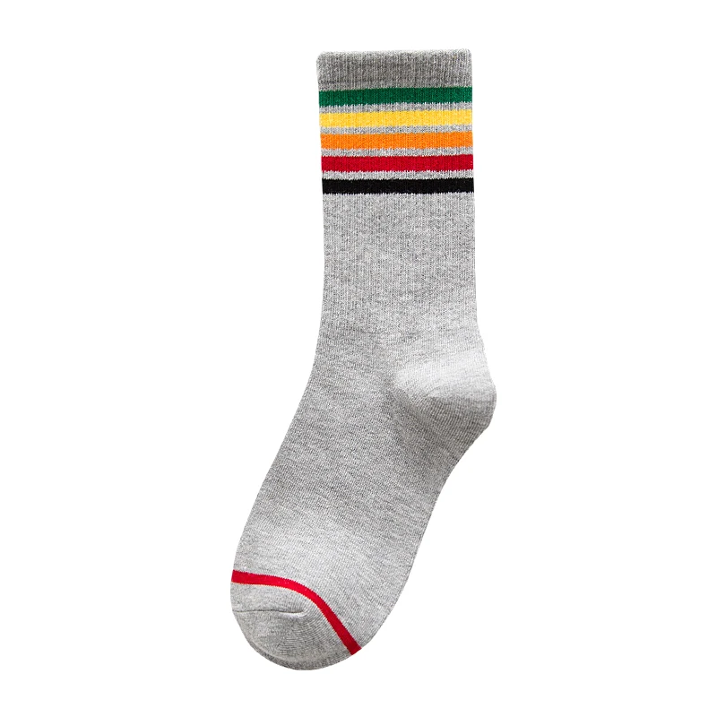 Instrendy Mid-calf 여성 양말 Ulzzang Gradient Rainbow 일본식 순수 코튼 스포츠 양말 한국어 버전 스타일 학생