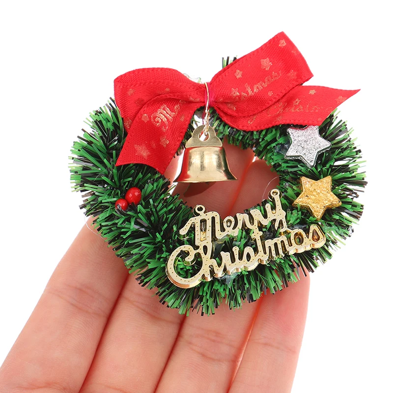 Miniature Christmas Wreath Mini Hanging Xmas Wreath Dollhouse Christmas Tree Garland Wall Grass Strip Decoration Accessories christmas decorations