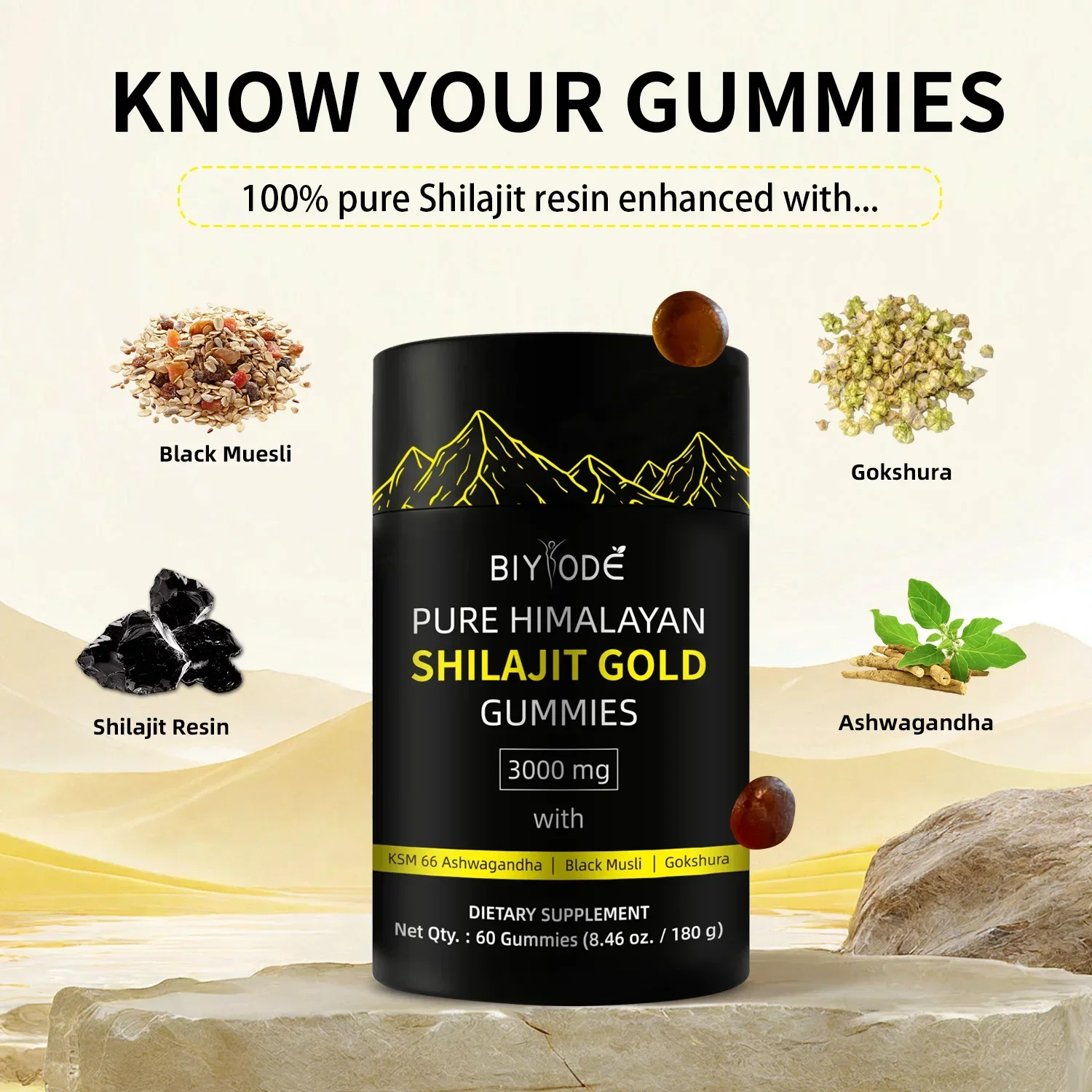 Shilajit Resin Supplements Himalayan Shilajit Resin Gummies 85+ Trace Minerals Energy Boost Muscle Recovery Reduce Fatigue Easy To Use