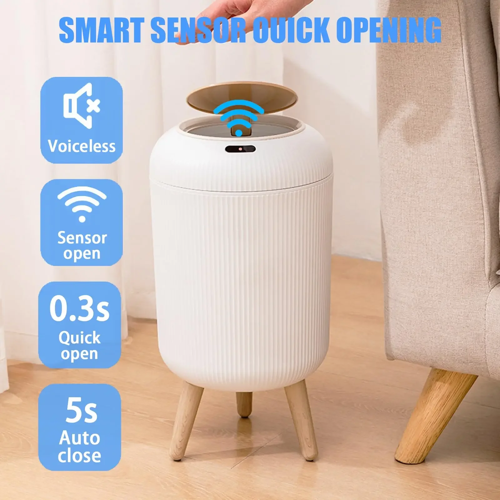 Anborry Pattumiera Bagno 4L Con Sensore Di Movimento, Automatica Senza Contatto, Plastica Impermeabile - 2