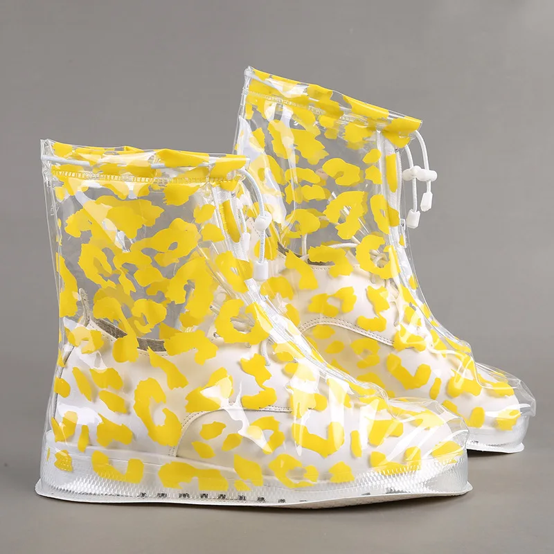 Women Outdoor Waterproof Shoe Cover Slip-resistant Zipper Rain Boots Overshoes Waterproof Non-slip Wear-resistant Rain Boots