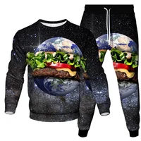 Hamburger Cucumber 3D Print Men's Sportswear Set Casual Long-Sleeved T Shirt Pants 2-Piece Set Oversized Pullover Men Clothing 2