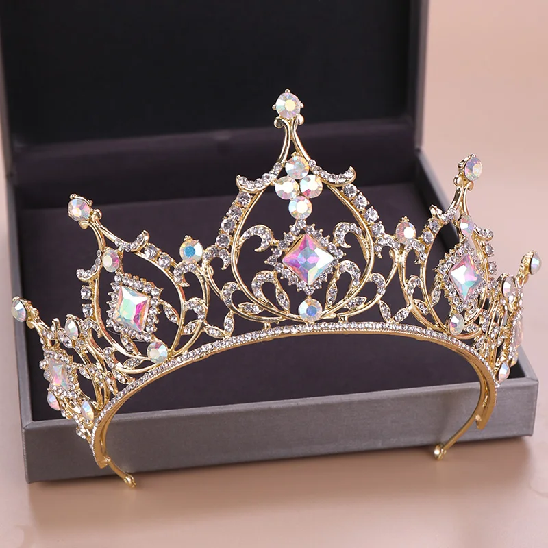 Fashion Wedding Hair Accessories Bridal Headdress Baroque Colored Rhinestone Crystal Crown Party Prom Queen Jewelry Crown Gift - 2