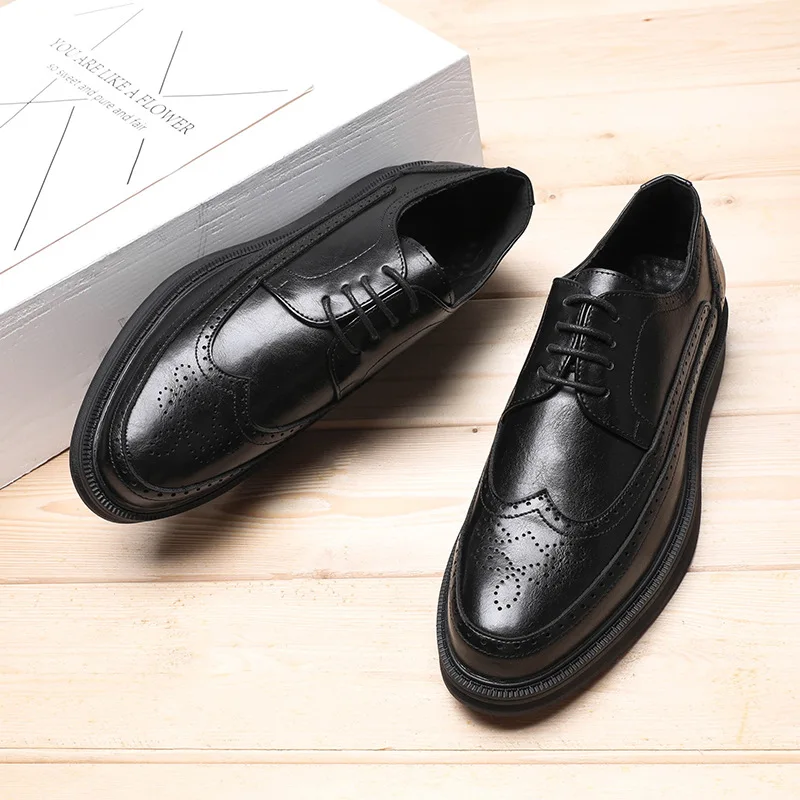 Oxford Shoes For Men Fashion Brogue Shoes Men's Leather Formal Dress Comfortable Office Mens Wedding Party Male Shoe
