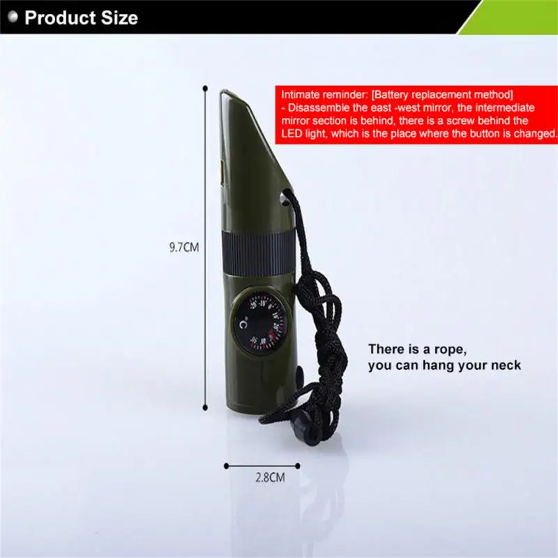 Multifunctional Whistle 7 In 1 Camping Survival Whistle Trekking Thermometer Compass Tools Magnifier Mirror 1~10PCS survival whistle sport whistle sports whistle metal whistle