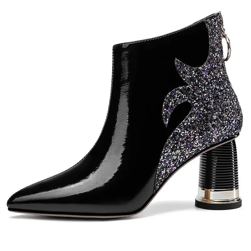 Luxury Women's Red Short Boots New  Autumn Winter Fashion Trend Plush High Heels Party Wedding Casual Shoes Travel Dancing 2024 5