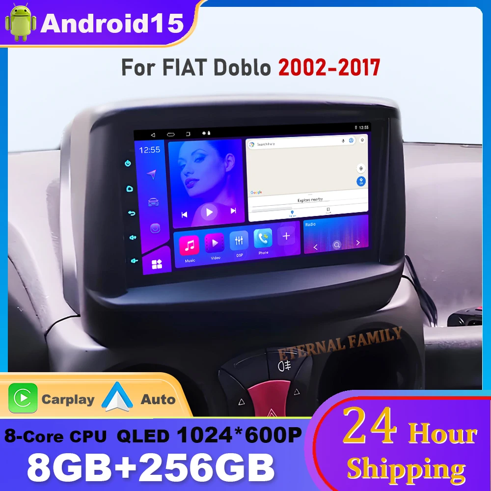 Autoradio Android 15 9,7" GPS CarPlay Pour Fiat Doblo Opel Combo 2015 - Neuf
