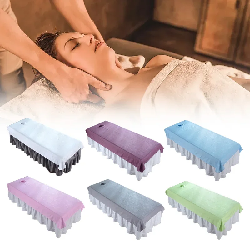 Beauty Bedsheet Cosmetic Salon Sheets Massage Treatment Soft Sheets Spa SPA Bed Table Cover Sheets with Hole 5