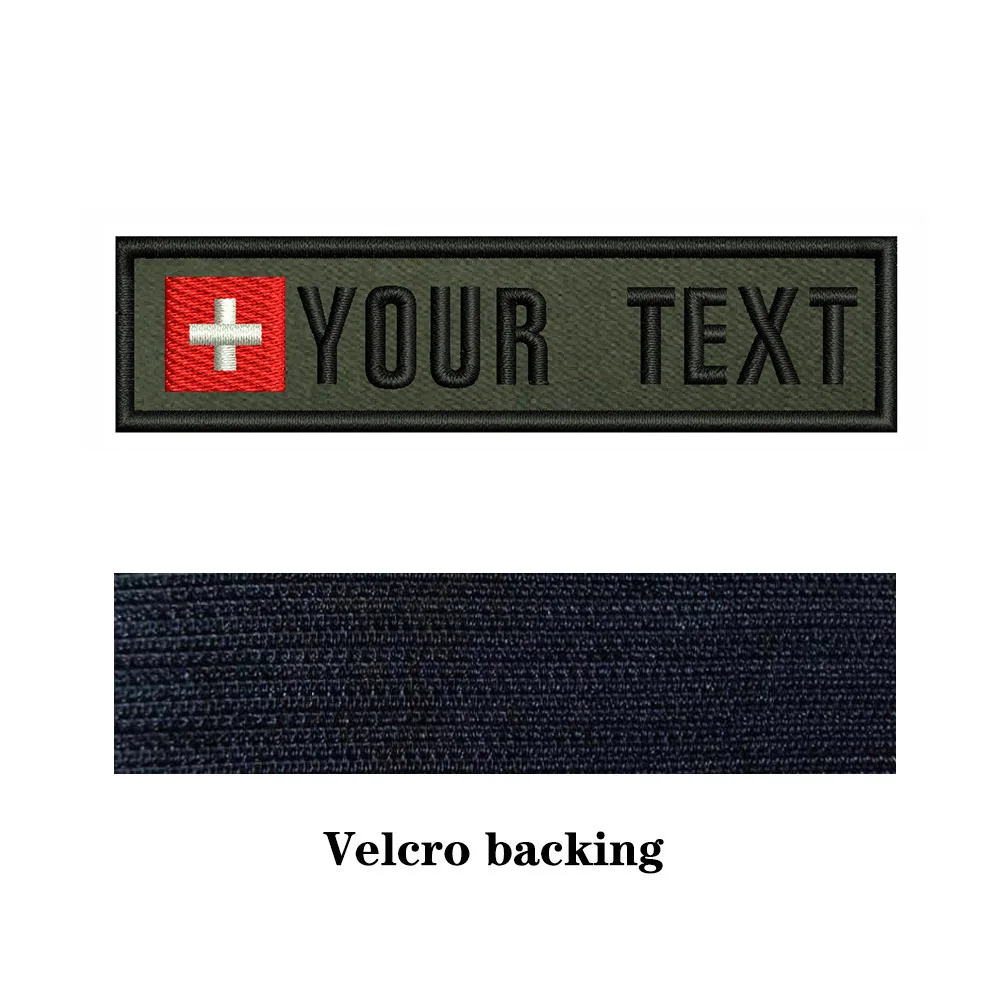 Army Green Background National Flags 10X2.5cm Embroidery Custom Name Text Patch Stripes Badge Iron On Or Velcros Patches 