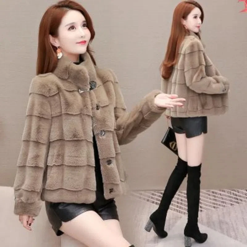 High-grade Imitation Mink Coat Female 2023 Winter New Fashion Loose One Imitation Fur Warm And Casual Thick Coat Female