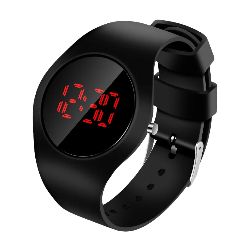 2021 New Round Touch Bracelet Watch Student Led Electronic Watch Fashion Children's Silicone Swimming Waterproof Watch Kids Gift 