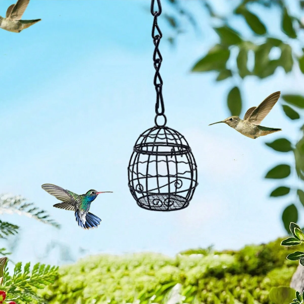 Bird feeder 1pc Iron hanging birdcage feeders for outdoor gardens and courtyards accessories for bird feeding stations
