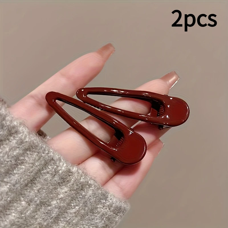 Elegant Burgundy Rectangular Hair Claw Clips - Non-Slip, Durable, Minimalist Hair Accessories (Set of 2)