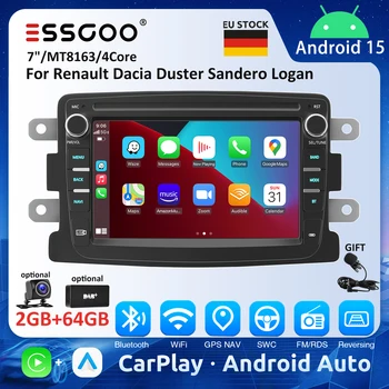 Radio de coche de 7 pulgadas para Renault Dacia Duster Sandero Logan Android Auto Carplay, estéreo para coche, 4GB 64GB GPS, reproductor multimedia automotriz 1