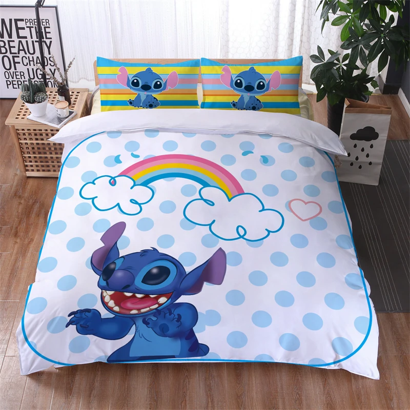 Lilo & Stitch Disney Cartoon Bedding Set Print Duvet Cover Sets Pillowcases Home Textile Children Boys Girls Bed Set Bedclothes