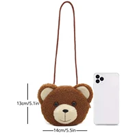 Cartoon Plush Crossbody Bag Cute Animal Bear Coin Wallet Boys and Girls Mini Shoulder Bag 5