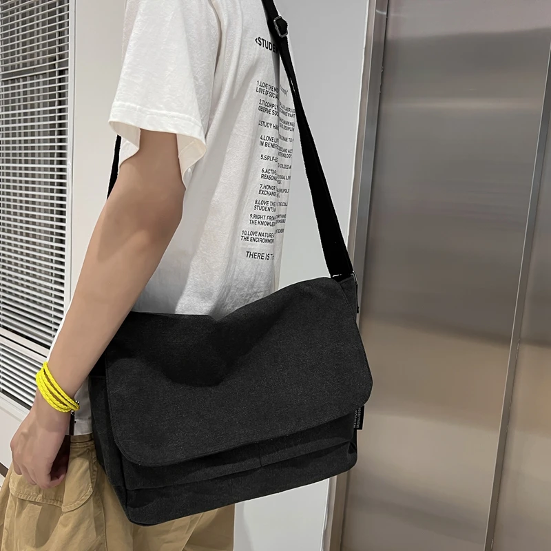 

Simple Casual Versatile Solid Color Ladies Commuter Crossbody Bag Fashion Women's Large Capacity Canvas Single Shoulder Tote Bag