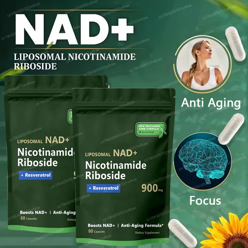 NAD+ Supplement Capsules 3Bags Liposomal Nicotinamide Riboside 900mg Resveratrol Protect Blood Vessels Skin Health Care
