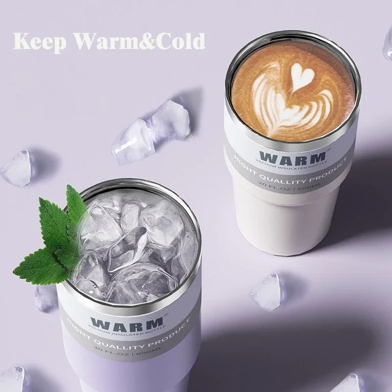Stainless Steel Insulated Water Bottle Thermal Coffee Car Cup Cold Hot Mugs Vacuum Flask with Straw Thermos Bottle Keeps Cold