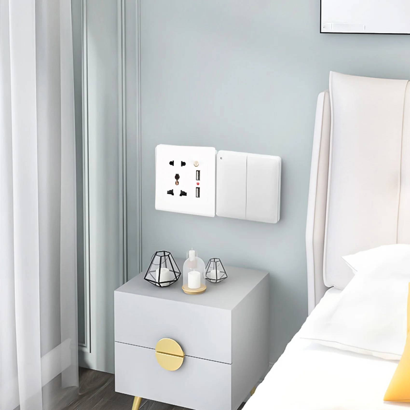 2.1A Dual USB Wall Charger Socket Adapter Universial Power Outlet Panel wite Switch
