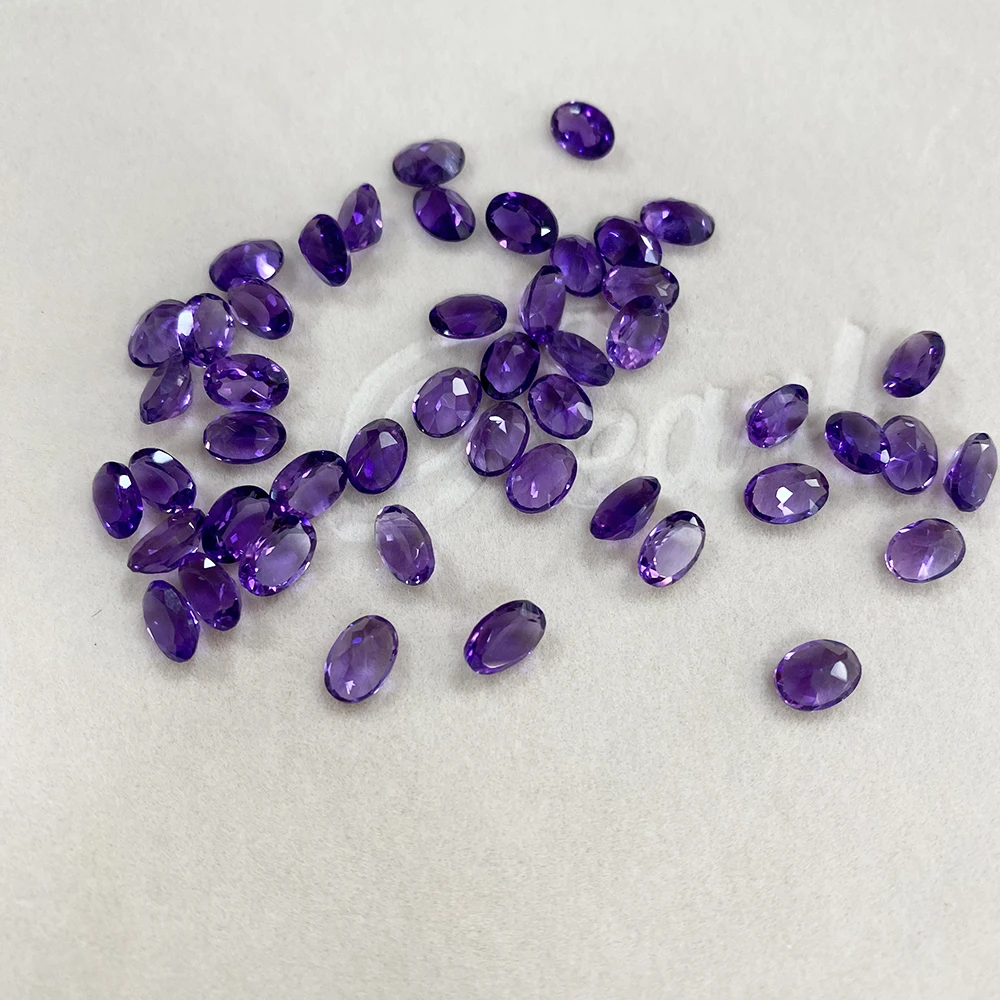 7X5mm 100% Natural Amethyst Loose Stone Oval Cut 0.75ct Purple Gemstone for Ring Earring Necklace DIY Jewelry Making Accessory loose gemstones