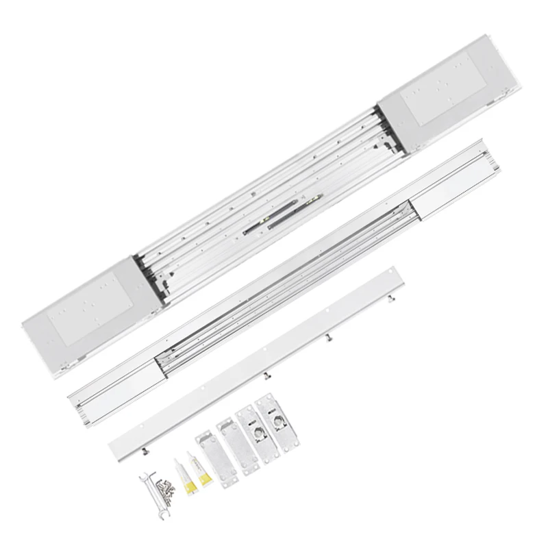 Hardware per ante scorrevoli a scomparsa per armadio TV con binario elettrico, ammortizzatore e chiusura ammortizzata, accessori a scomparsa - immagine 6