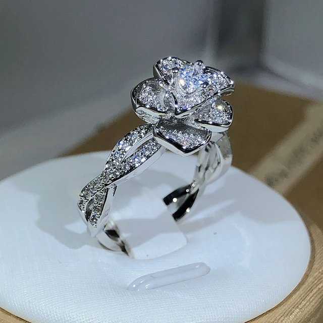 925 Sterling Silver InterTwined Three-Dimensional Rose Ring - Image 3