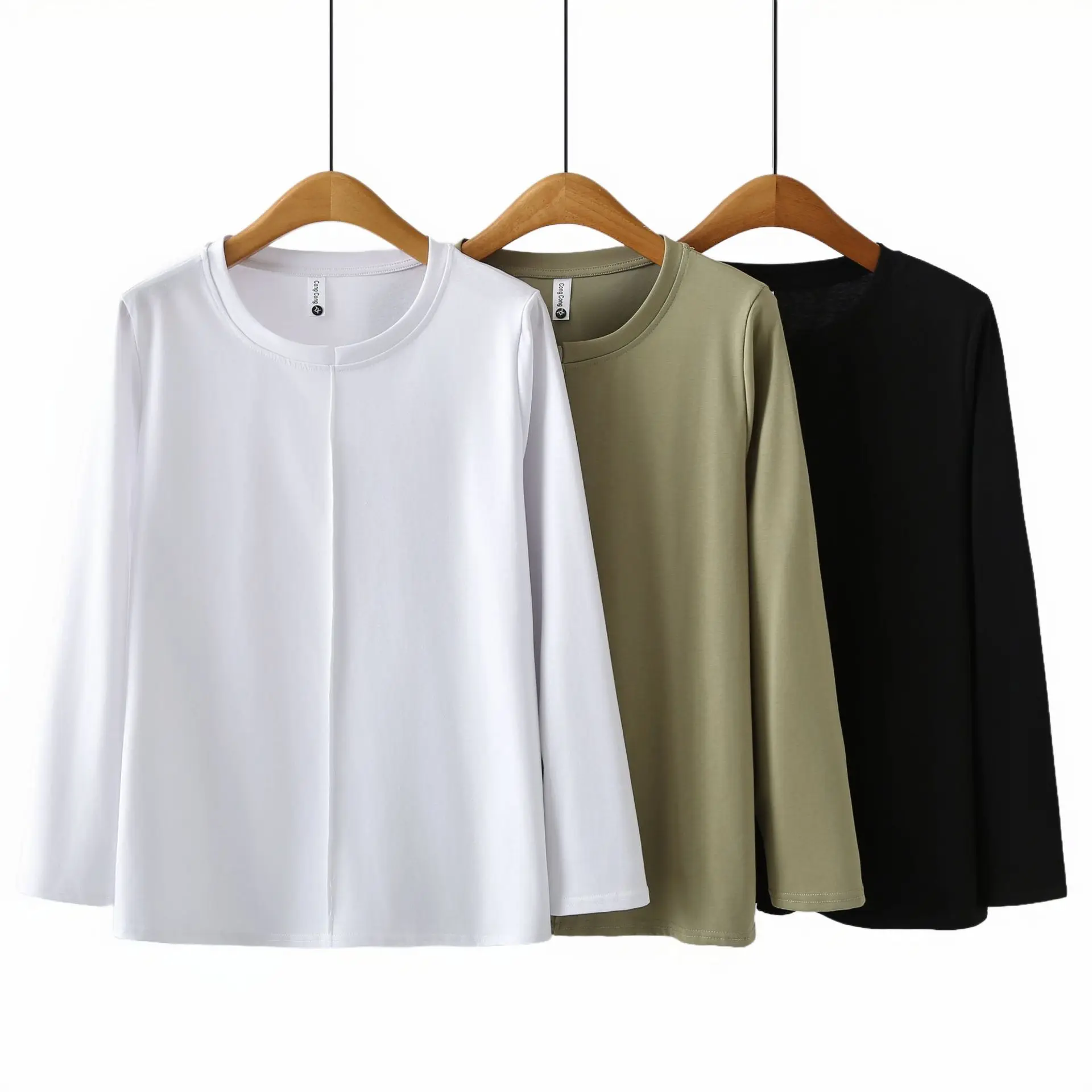 Fashion Plus Size Women's T-Shirt Autumn New Simple Solid Color Long Sleeve Top 2553