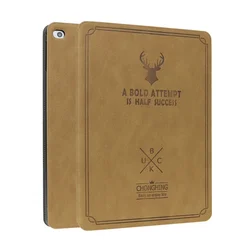 Luxury Vintage Deer Head Leather Smart Stand Tablet Case Cover for iPad Pro 11 2022 (Tan/Khaki)