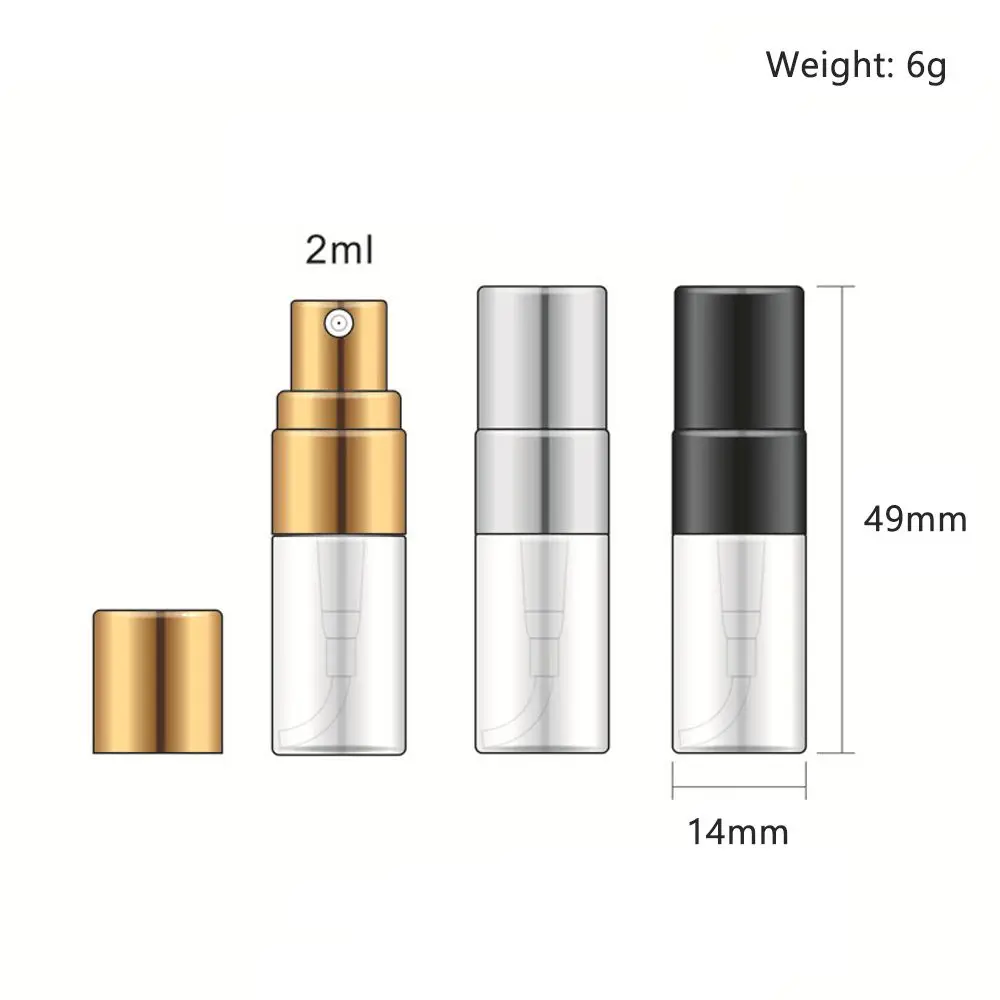 2ml New Mini Refillable Perfume Bottle Sample Spray Bottle Metal Atomizer Portable Travel Cosmetic Container Gift