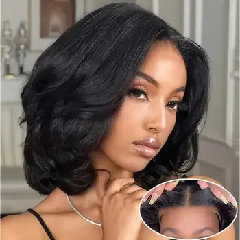 Body Wave Short Bob 13x4 HD Lace Front Wig 100% Human Hair Pre Plucked Brazilian Hair Glueless Wear and Go Bob For Black Women 1